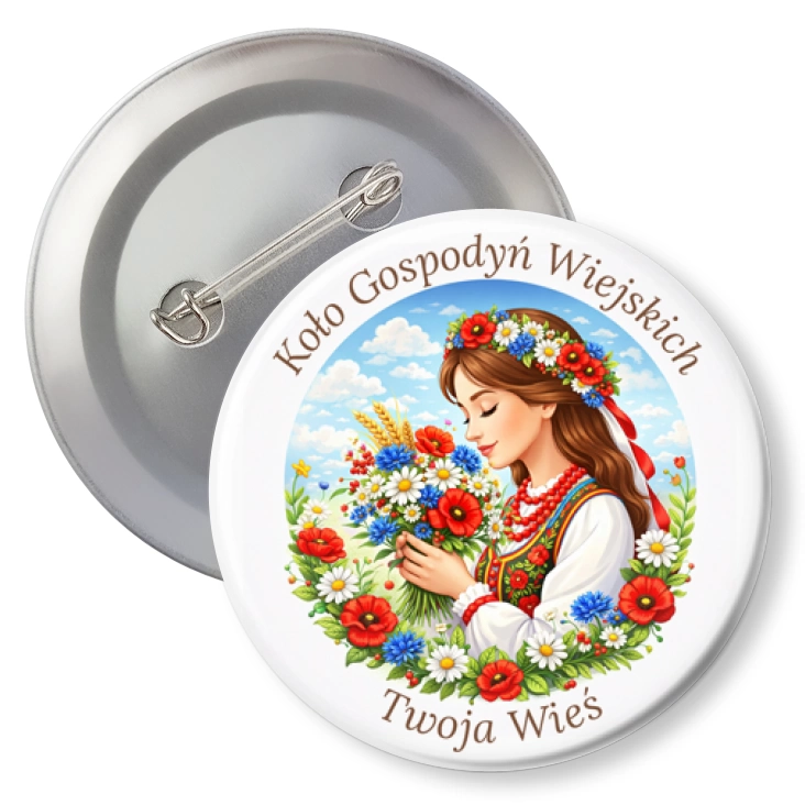 przypinkaKoło Gospodyń Wiejskich dziewczyna z kwiatami