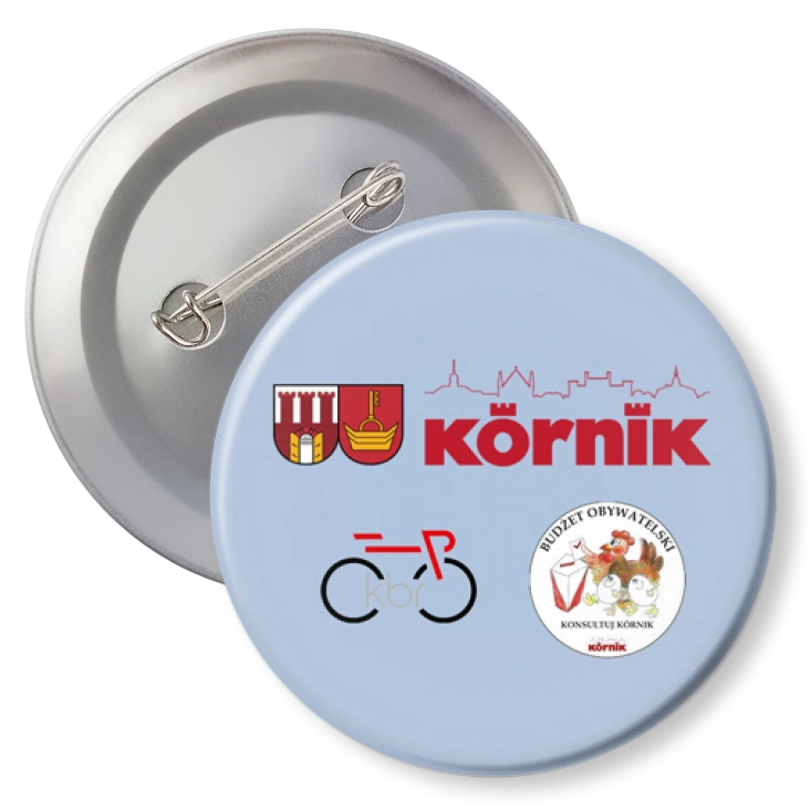 przypinka z agrafką Kórnickie Bractwo Rowerowe logotypy