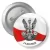 Przypinka z agrafką Logo AK na tle flagi Polski
