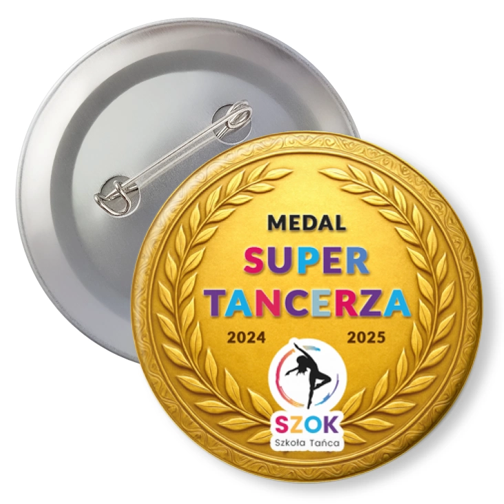 przypinka z agrafką Medal Super Tancerza Szkoła Tańca Szok