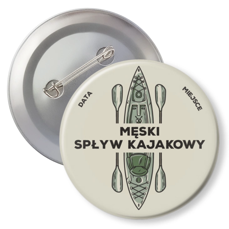 przypinka z agrafką Męski wypad na spływ kajakowy