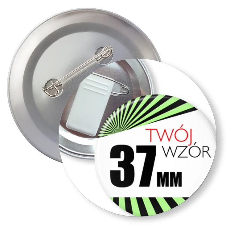 przypinkaPrzypinka 37mm żabka i agrafka Twój wzór