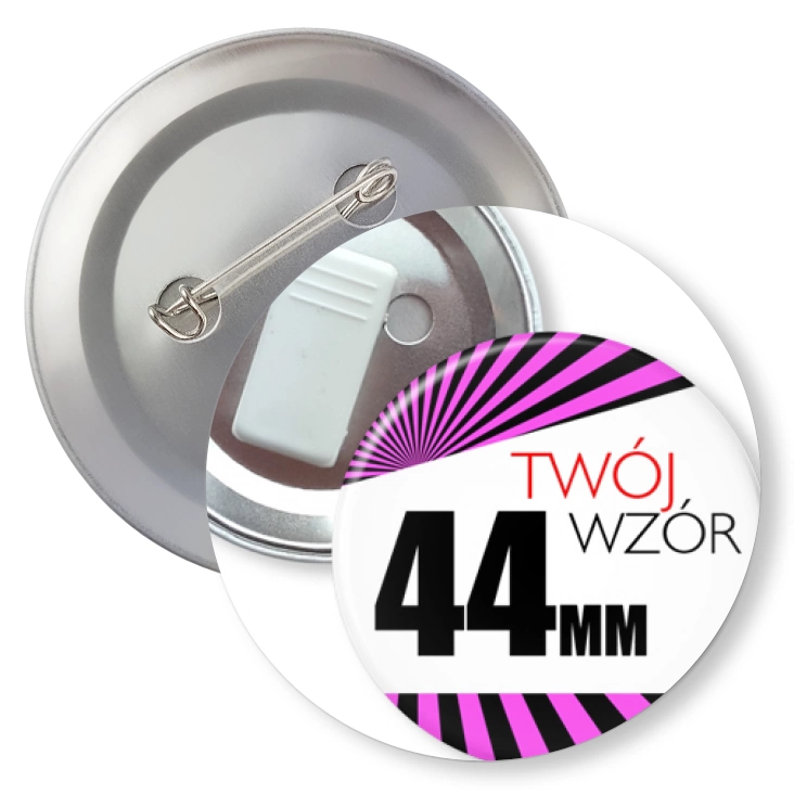 przypinkaPrzypinka 44mm żabka bez agrafki Twój wzór