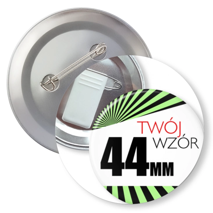 przypinkaPrzypinka 44mm żabka i agrafka Twój wzór
