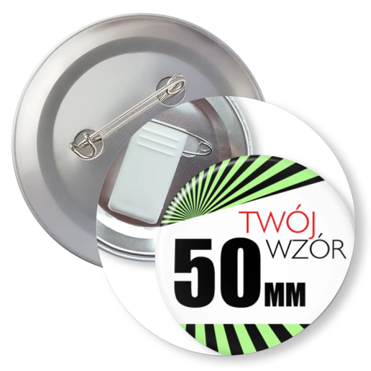przypinkaPrzypinka 50mm żabka i agrafka Twój wzór