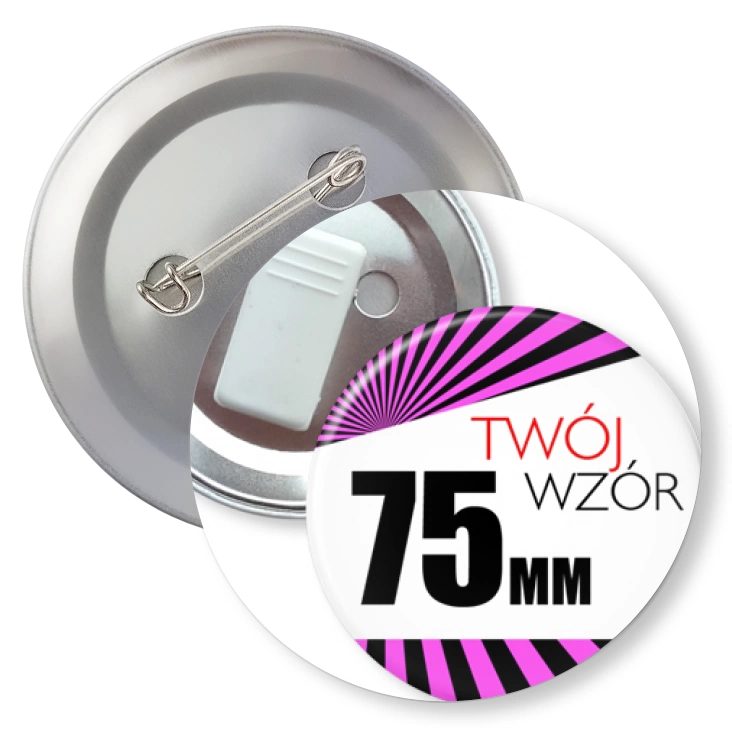 przypinkaPrzypinka 75mm żabka bez agrafki Twój wzór