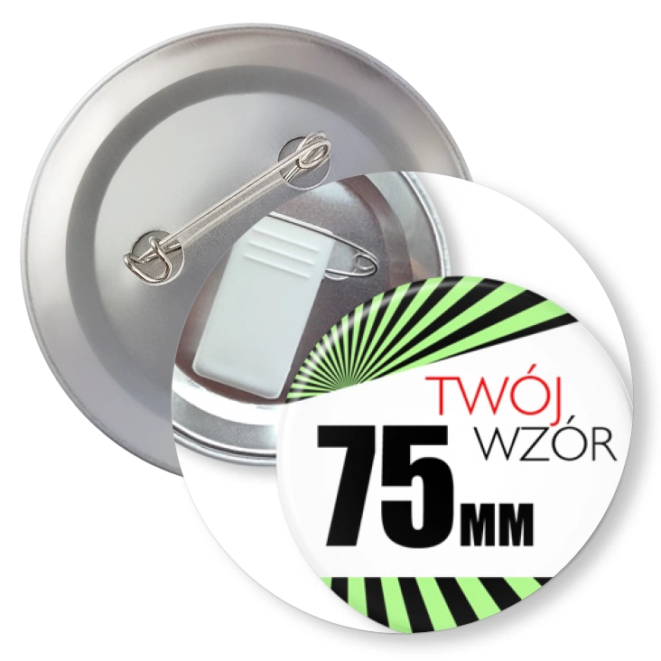 przypinkaPrzypinka 75mm żabka i agrafka Twój wzór