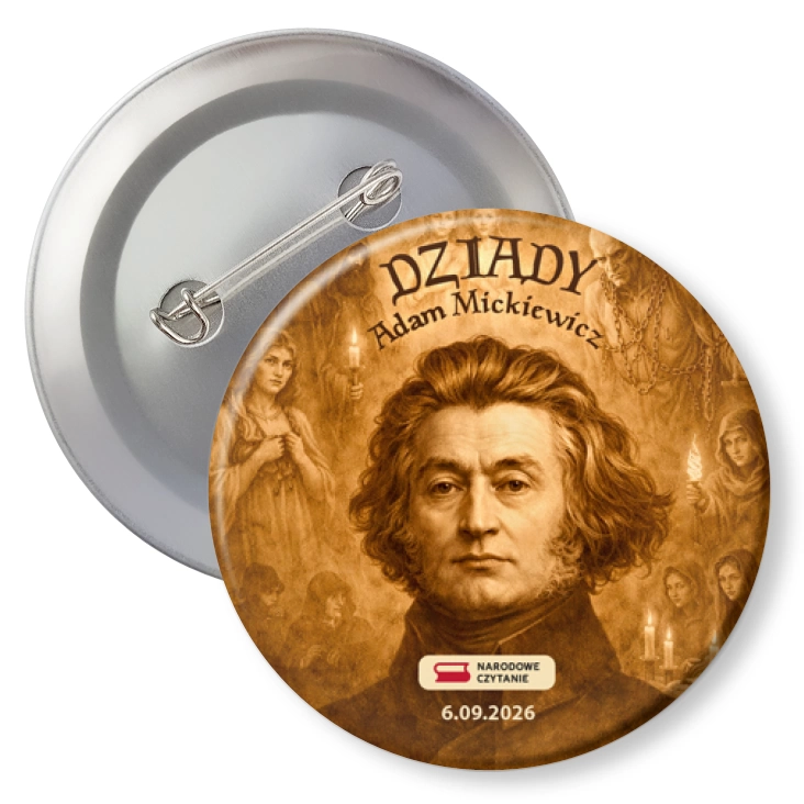 przypinkaNarodowe Czytanie Dziady Mickiewicza sepia
