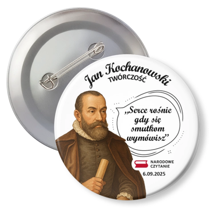 przypinkaNarodowe Czytanie z cytatem Jana Kochanowskiego