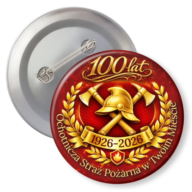 przypinka z agrafką Ochotnicza Straż Pożarna w Twoim Mieście