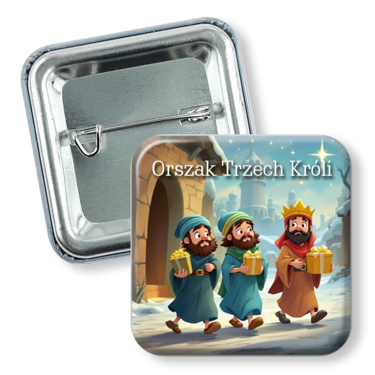 przypinka kwadrat agrafka Orszak Trzech Króli z darami