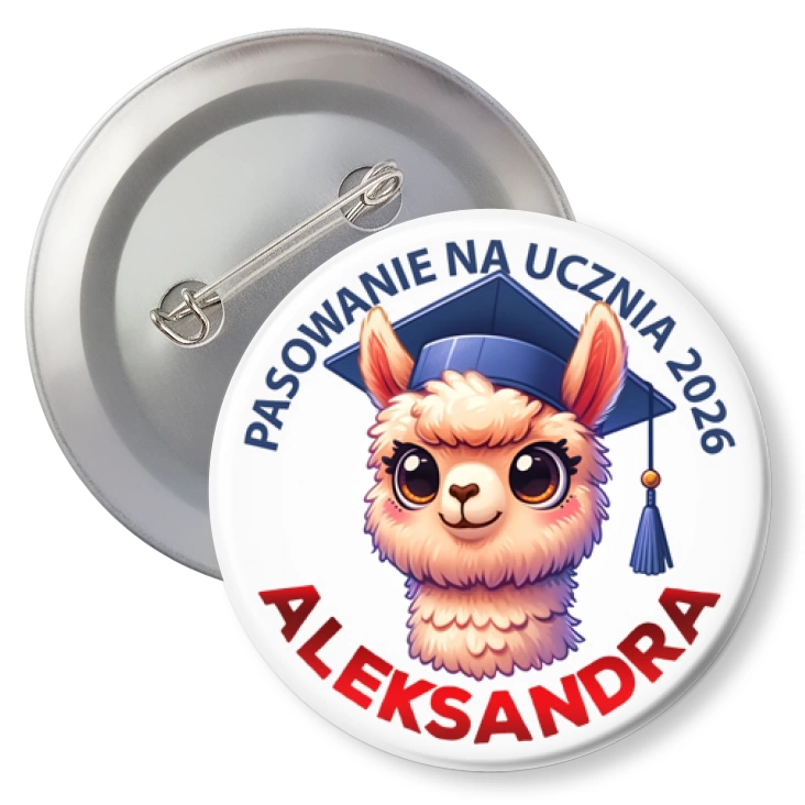 przypinkaPasowanie na ucznia alpaka z imieniem