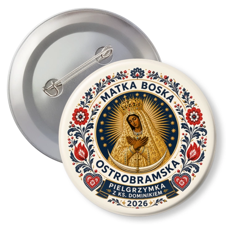 przypinka z agrafką Pielgrzymka do Matki Boskiej Ostrobramskiej