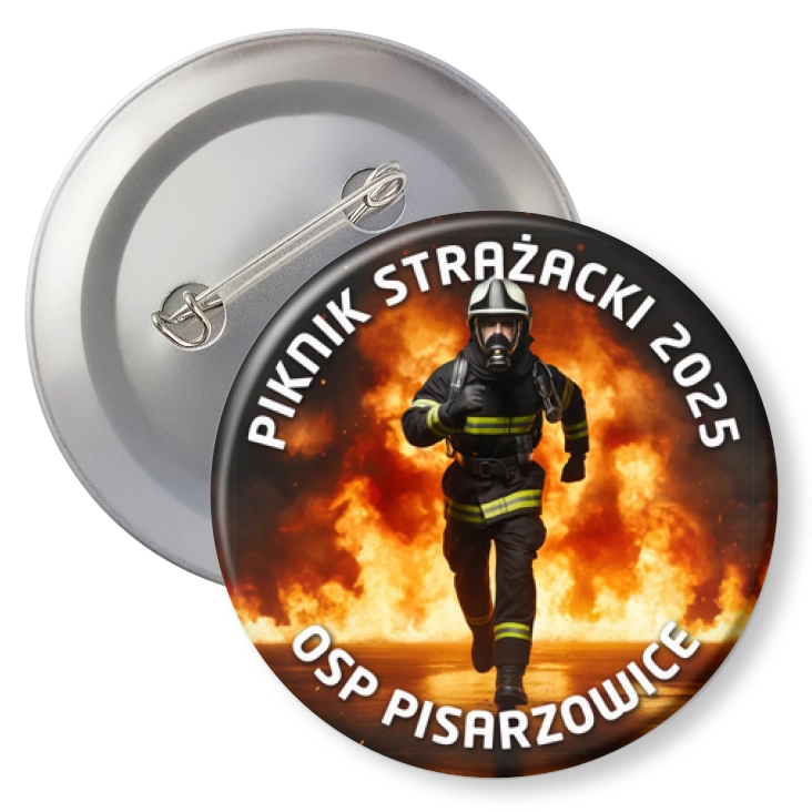 przypinka z agrafką Piknik Strażacki 2025 OSP Pisarzowice