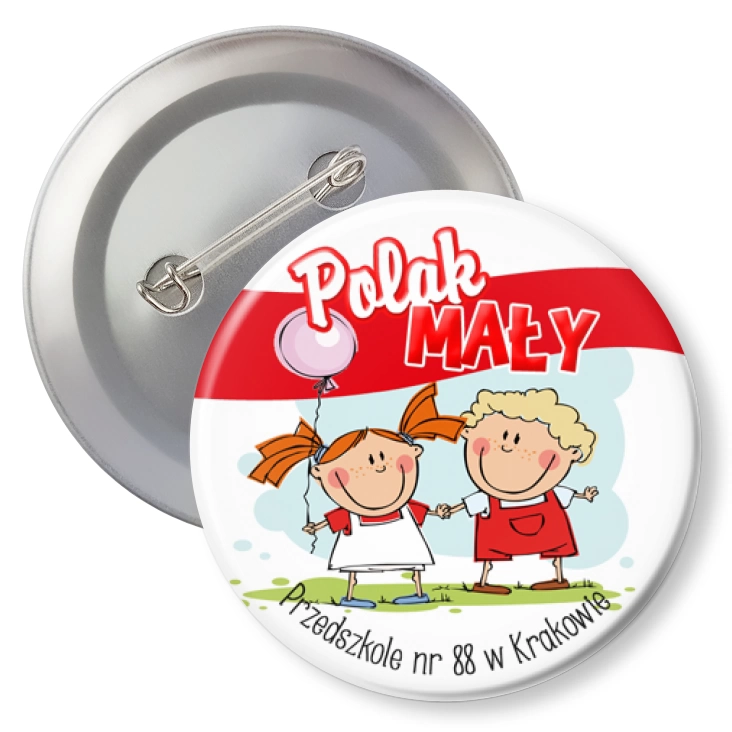 przypinka z agrafką Polak Mały Przedszkole nr 88 w Krakowie