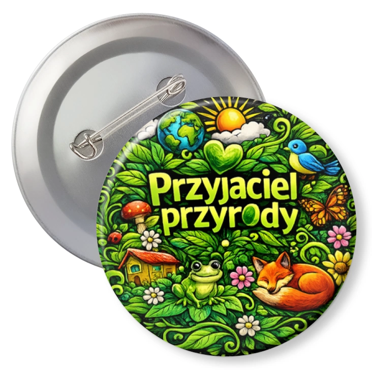 przypinkaPrzyjaciel przyrody na kolorowym tle