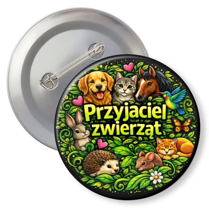 przypinkaPrzyjaciel zwierząt na kolorowym tle