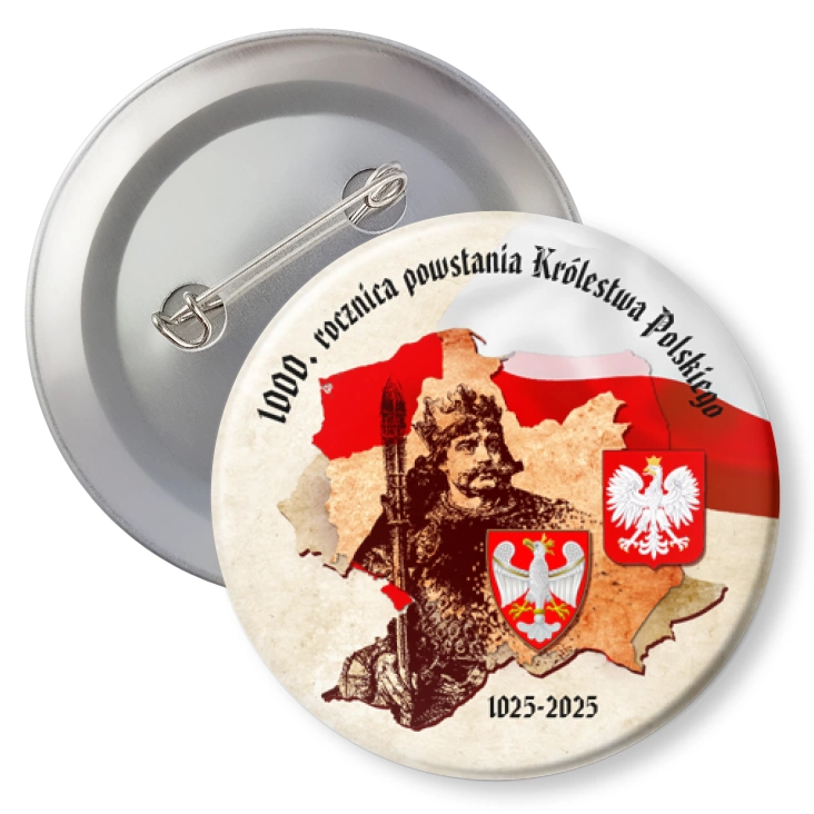 przypinka1000. rocznica powstania Królestwa Polskiego historyczna mapa