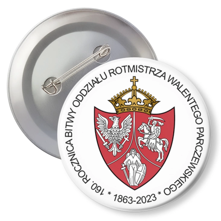 przypinka z agrafką 160. Rocznica bitwy Oddziału Rotmistrza Walentego Parczewskiego