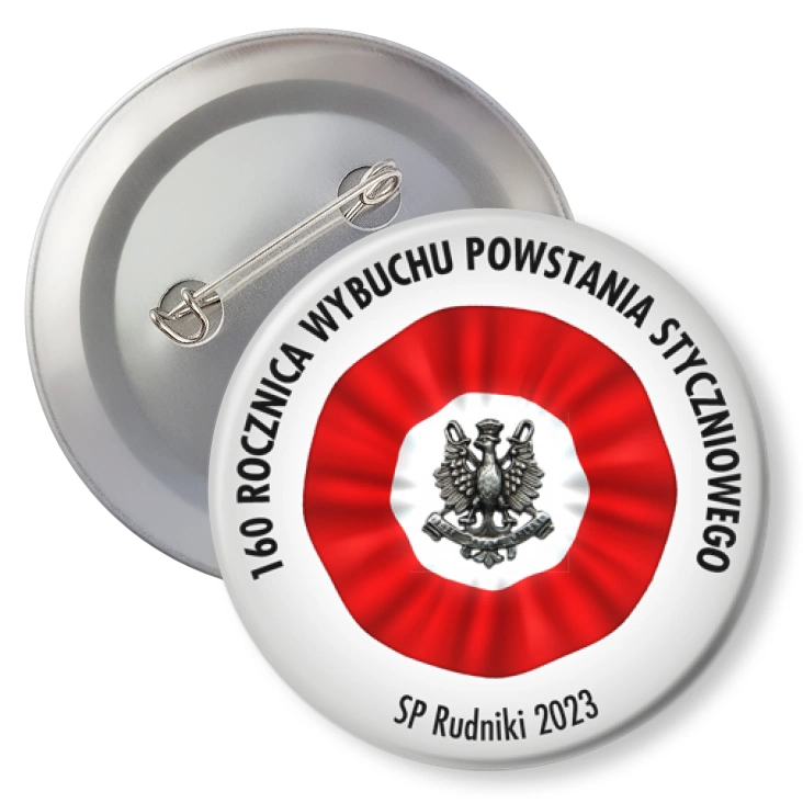 przypinka z agrafką 160. Rocznica wybuchu Powstania Styczniowego SP Rudniki