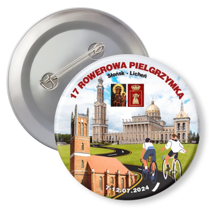przypinka z agrafką 18 Rowerowa Pielgrzymka Słońsk - Licheń 2024