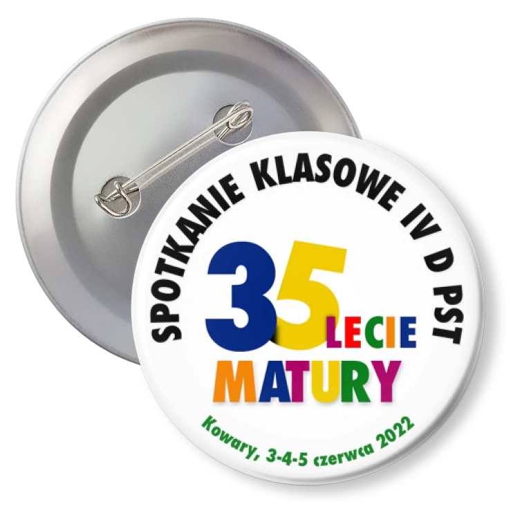 przypinka z agrafką 35-lecie Matury Spotkanie klasowe