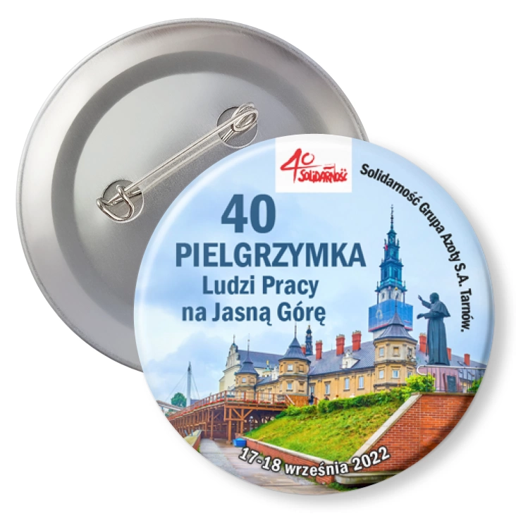 przypinka z agrafką 40 Pielgrzymka Ludzi Pracy na Jasną Górę Grupa Azoty