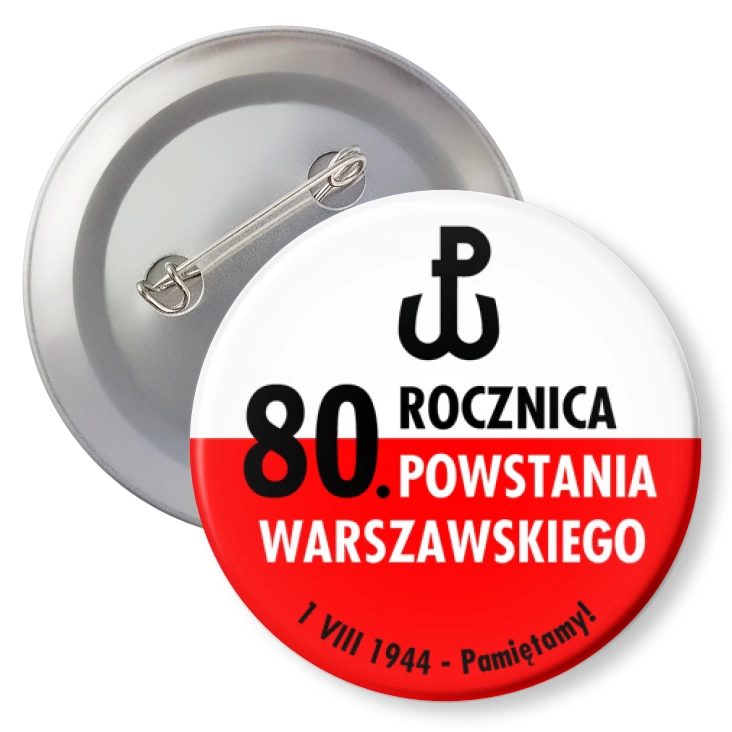 przypinka80. rocznica Powstania Warszawskiego
