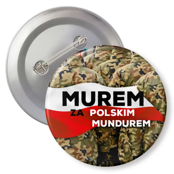 przypinka z agrafką Akcja Murem za polskim mundurem