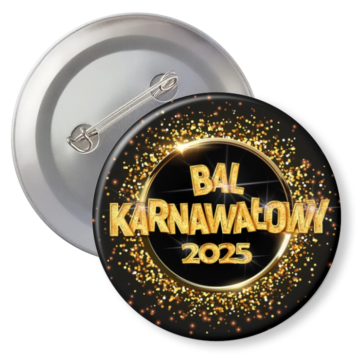 przypinkaBal Karnawałowy złoty napis