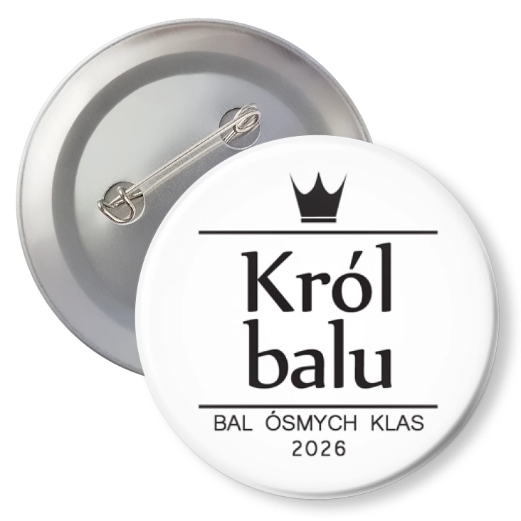 przypinkaBal Ósmych Klas Król balu z koroną