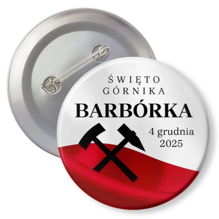 przypinka z agrafką Barbórka barwy narodowe