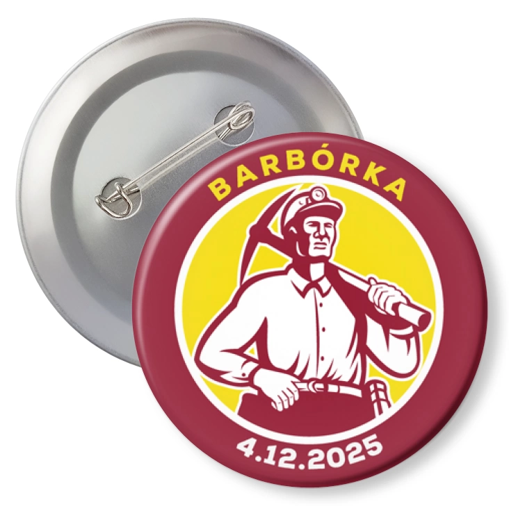 przypinkaBarbórka żółto-bordowy wzór