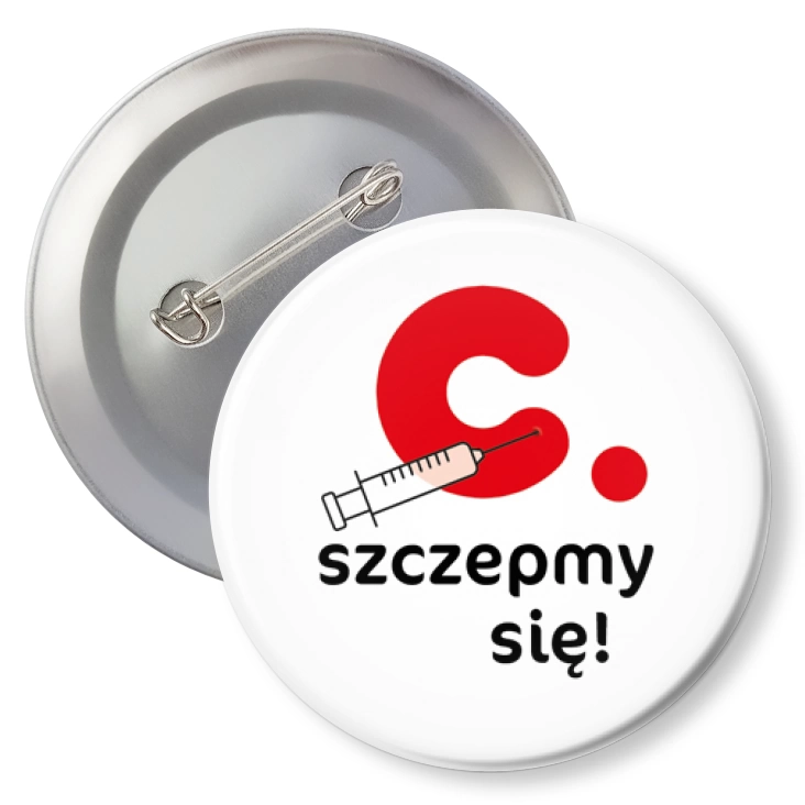 przypinka z agrafką Czerwonak szczepimy się