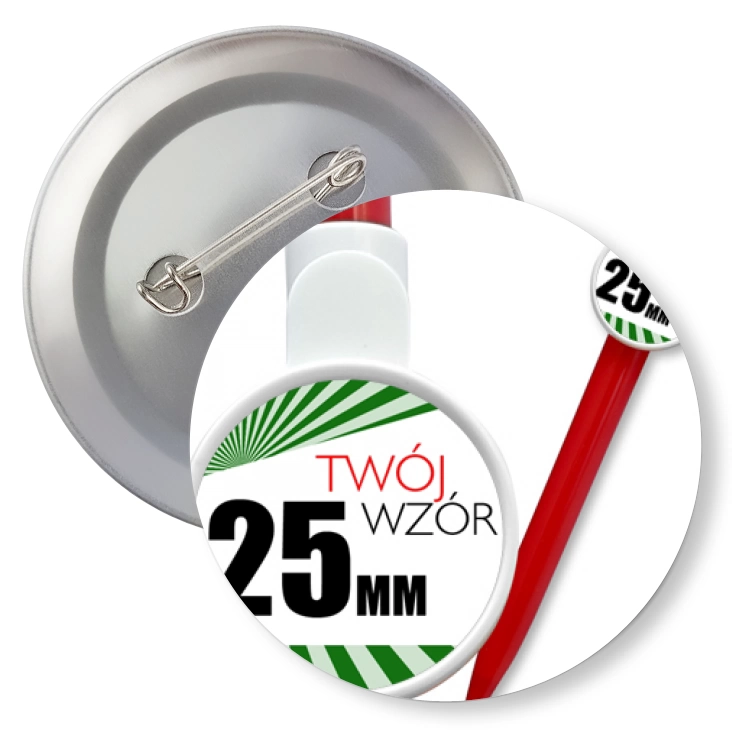 przypinkaDługopis 25mm czerwony Twój wzór