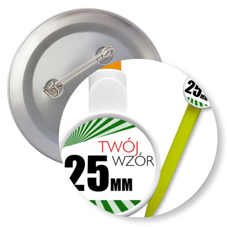 przypinkaDługopis 25mm zielony Twój wzór