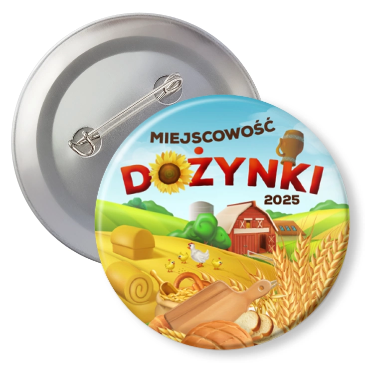 przypinka z agrafką Dożynki wiejski pejzaż