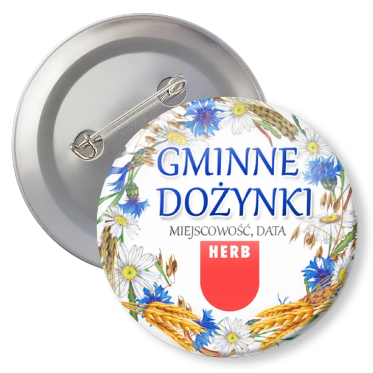 przypinka agrafka Dożynki wieniec z chabrów