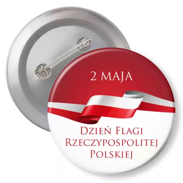 przypinka z agrafką Dzień Flagi Rzeczypospolitej Polskiej z zawijasem