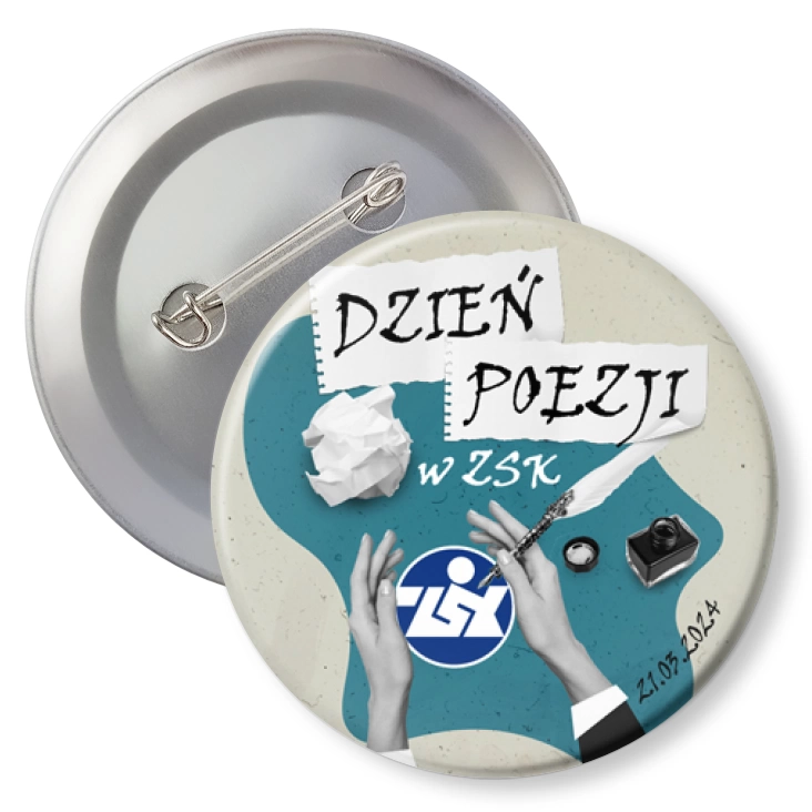 przypinka agrafka Dzień poezji w ZSK