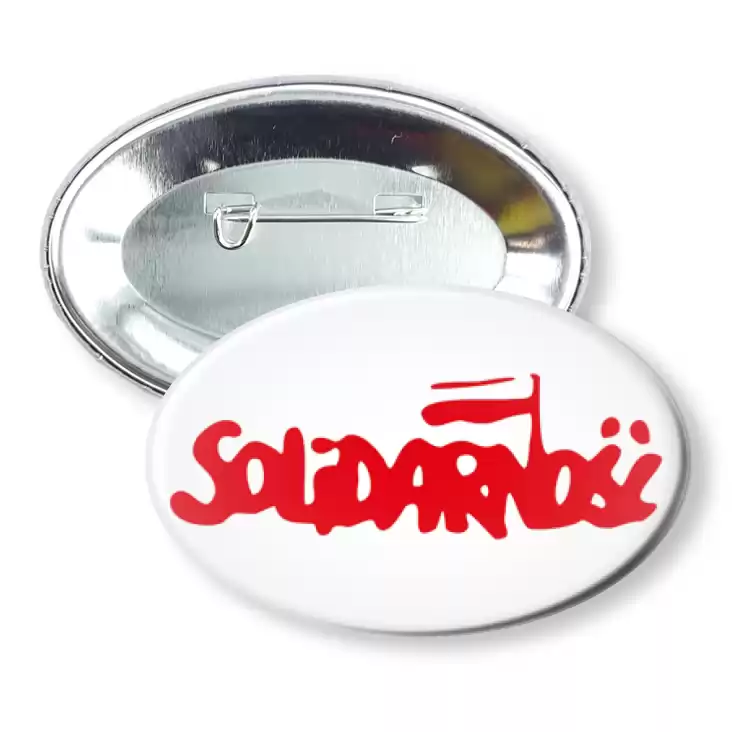 przypinka elipsa Solidarność logo