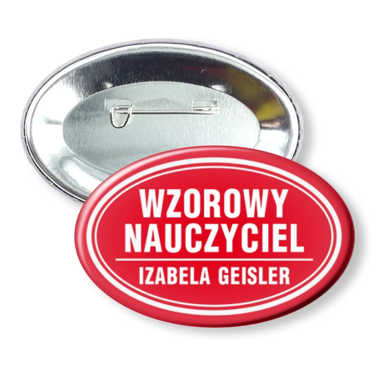 przypinka elipsa agrafka Wzorowy nauczyciel