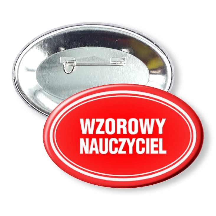 przypinka elipsa agrafka Wzorowy nauczyciel owal