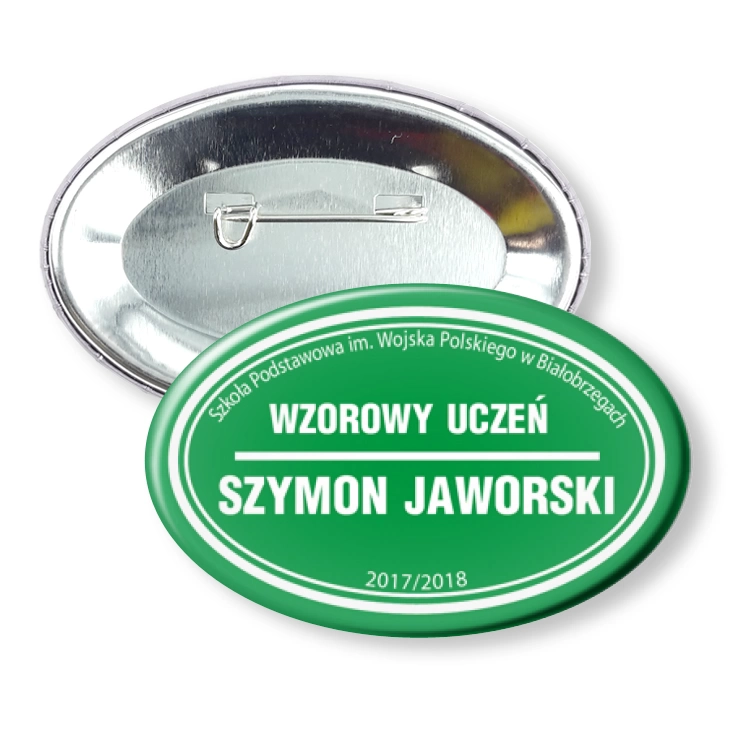 przypinka elipsa agrafka Wzorowy Uczeń