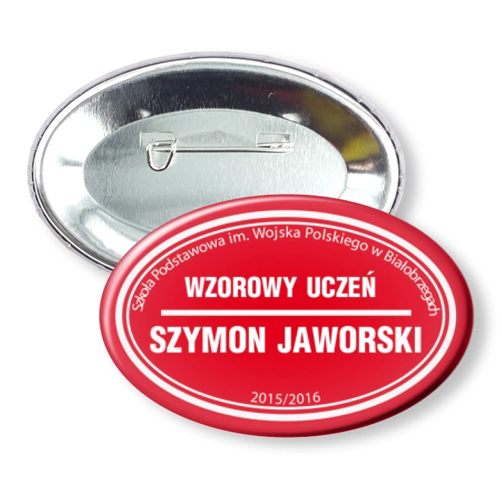 przypinka elipsa agrafka Wzorowy uczeń