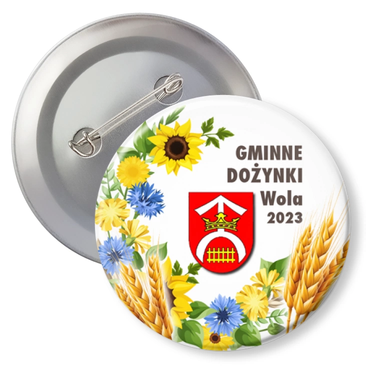 przypinka z agrafką Gminne Dożynki Wola 2023 r.