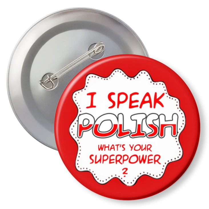 przypinka z agrafką I can speak polish