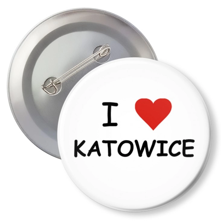 przypinka z agrafką I love Katowice