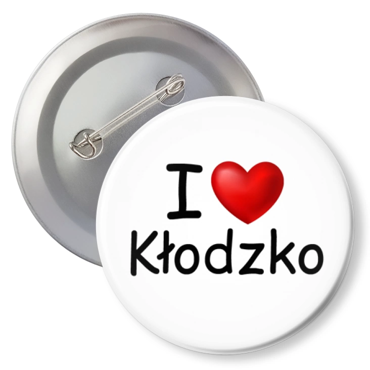 przypinka z agrafką I love Kłodzko