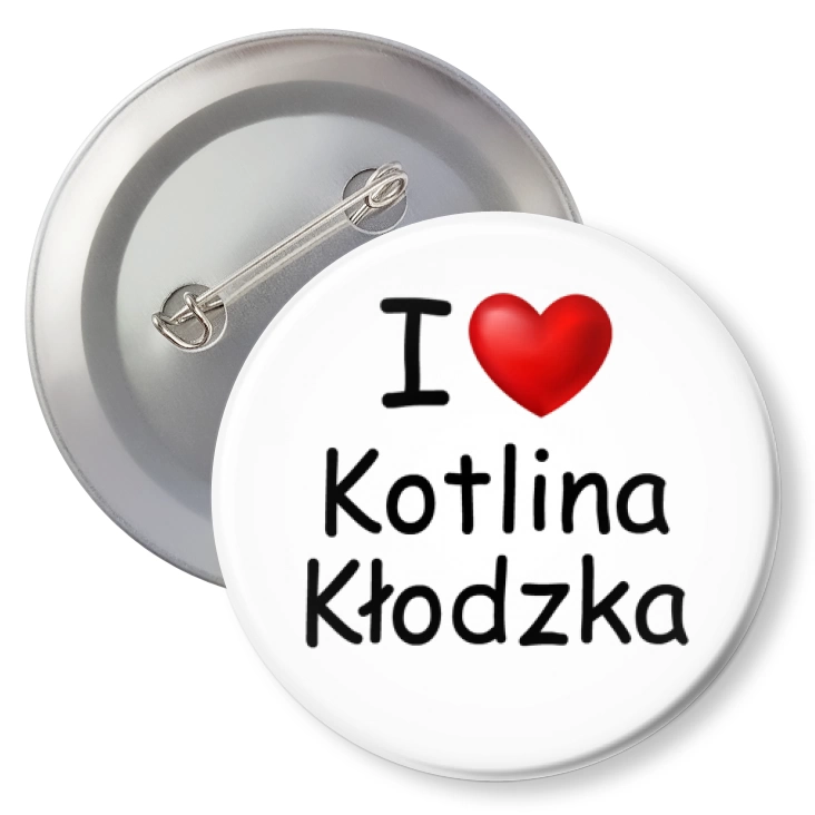 przypinka z agrafką I love Kotlina Kłodzka